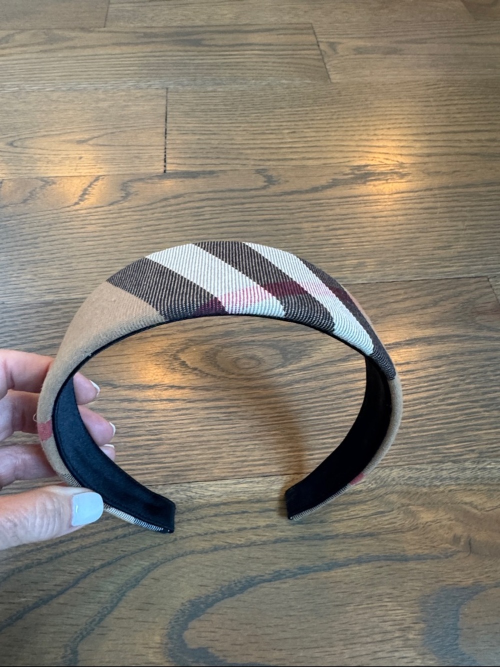 Burberry Classic Tan, Brown and Burgundy Plaid Padded Headband